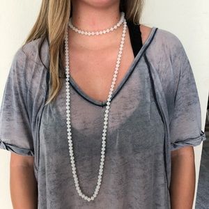 White bead wrap layer necklace